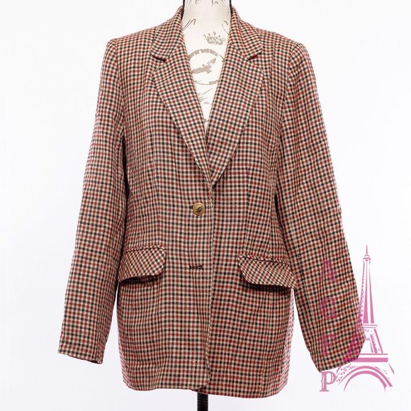 Vintage Jackets & Blazers - Sag Harbor vintage Gingham plaid wool Dad Blazer